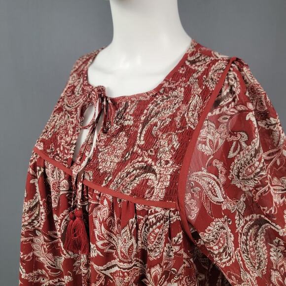 Blue Rain Dress XS Tiered Paisley Boho Chiffon Mini Flowy - Picture 2 of 8